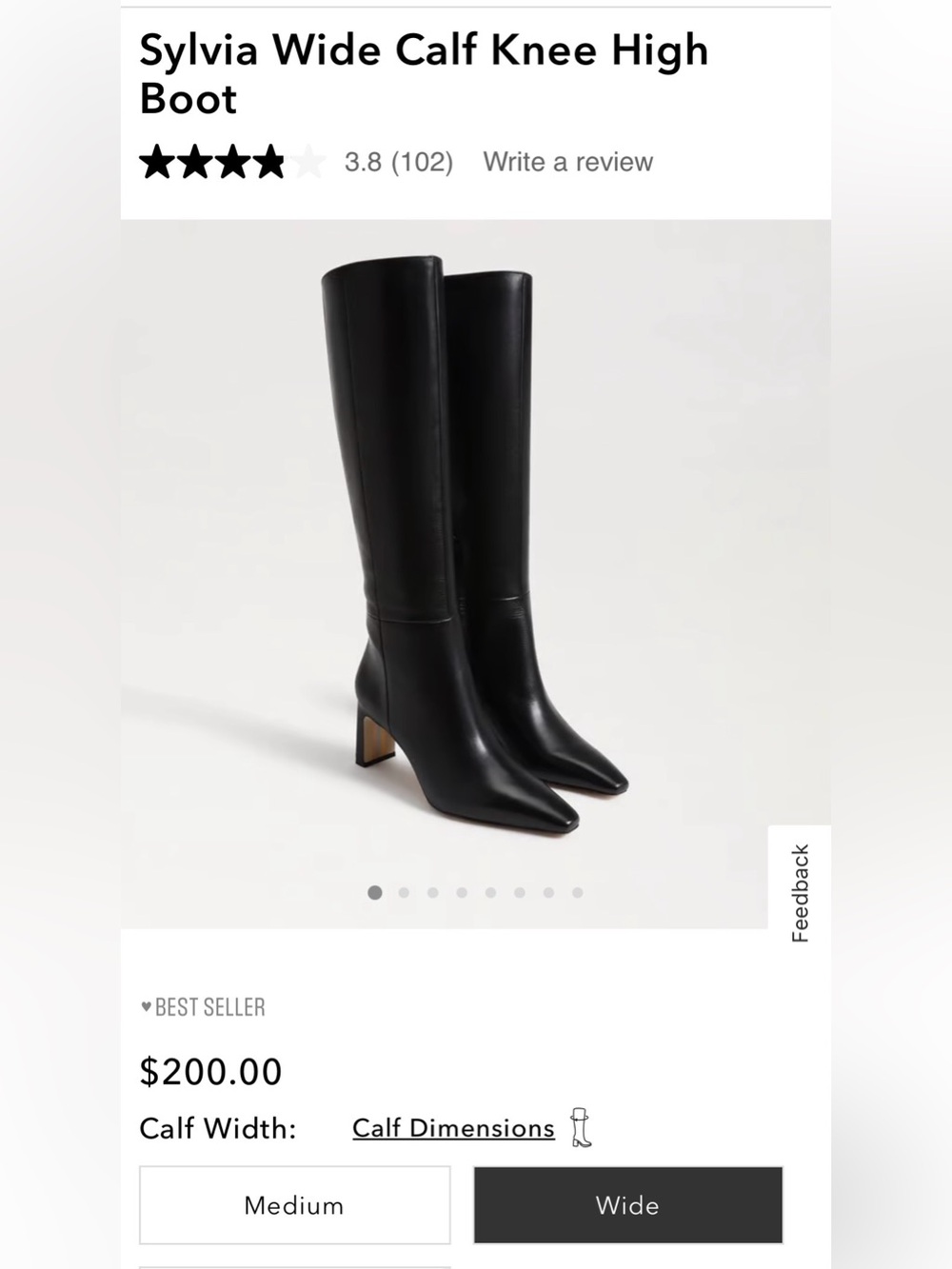 Sam Edelman Sylvia Black Knee-High Women's Leather Boots Wide Calf